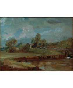 John Constable, Die Schleuse von Flatford, von einem Pfad am Fluss aus 