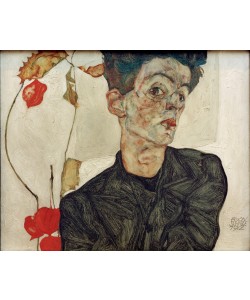 Egon Schiele, Selbstbildnis mit chinesischen Laternenfrüchten