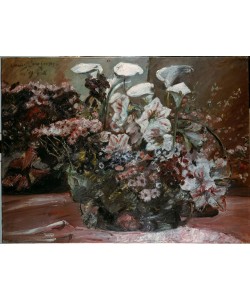 Lovis Corinth, Blumenkorb mit Amaryllis und Kalla