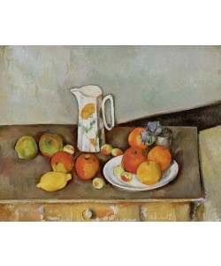 Paul Cézanne, Nature morte: pot à lait et fruits sur une table