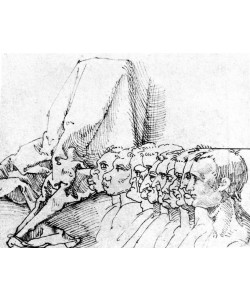 Albrecht Dürer, Zehn Profilköpfe, meist karikiert, und Gewandstudie