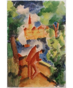 August Macke, Männer auf der Terrasse am See