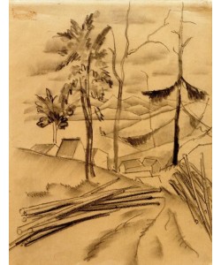 August Macke, Landschaft mit Baumstämmen