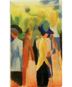 August Macke, Spaziergänger unter Bäumen (Spaziergänger im Park)