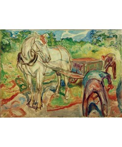 Edvard Munch, Pferd und Wagen und grabende Männer I