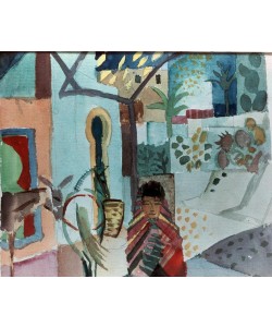 August Macke, Mädchen mit Pferd und Esel