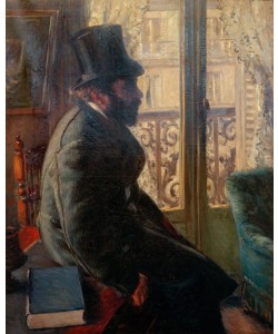 Gustave Caillebotte, Homme en chapeau haut de forme, assis près du fenêtre