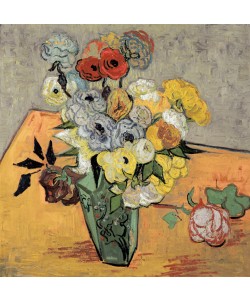 Vincent van Gogh, Stilleben mit japanischer Vase, Rosen und Anemonen