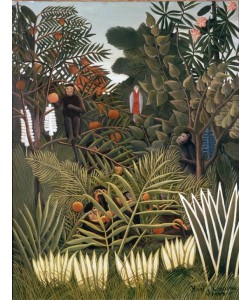 Henri Rousseau, Exotische Landschaft mit Affen und einem Papagei
