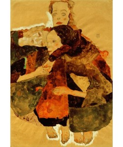Egon Schiele, Gruppe von drei einander umschlungen haltenden Mädchen