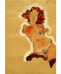 Egon Schiele, Weiblicher Akt, schräg zurückgelehnt