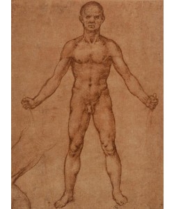 Leonardo da Vinci, Aktstudie eines stehenden Mannes, frontal