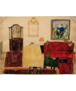 Max Beckmann, Mathilde Beckmann schlafend im Wohnzimmer