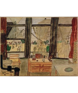 Max Beckmann, Max Beckmanns Schlafzimmer bei geöffnetem Vorhang