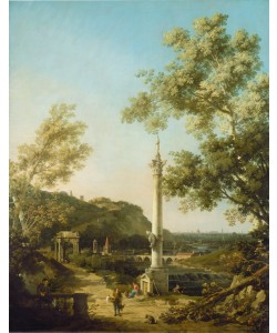 Giovanni Antonio Canaletto, English Landscape Capriccio with a Column