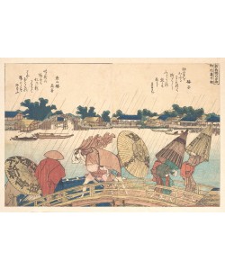 Katsushika Hokusai, Shower at the New Yanagi Bridge