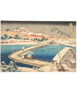 Katsushika Hokusai, Old View of the Boat-bridge at Sano in Kozuke Province 
