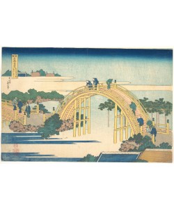 Katsushika Hokusai, The Arched Bridge at Kameido Tenjin Shrine 