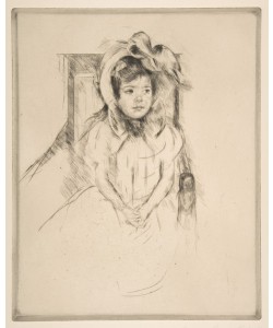 Mary Cassatt, Margot Wearing a Large Bonnet, Seated in an Armchair