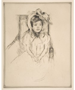 Mary Cassatt, Margot Wearing a Large Bonnet, Seated in an Armchair