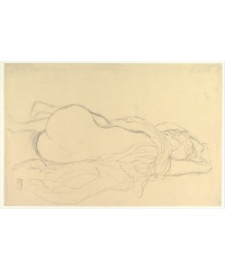 Gustav Klimt, Reclining Nude with Drapery, Back View 