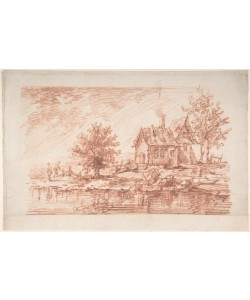 Jean-Antoine Watteau, Farm House along a River