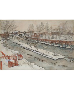 Carl Larsson, The Timber Chute. Winterscene