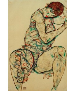 Egon Schiele, Sitzende mit linker Hand im Haar
