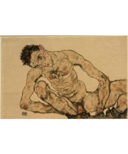 Egon Schiele, Selbstbildnis als Akt, hockend