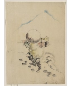 Katsushika Hokusai, Person walking in the snow