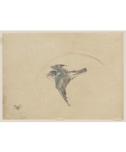 Katsushika Hokusai, A bird flying to the left