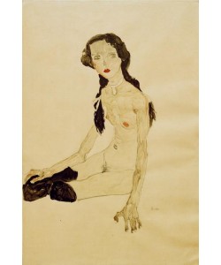 Egon Schiele, Sitzendes Mädchen mit Pferdeschwanz