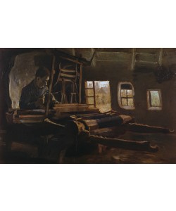Vincent van Gogh, Weber am Webstuhl in einem Raum mit drei Fenstern