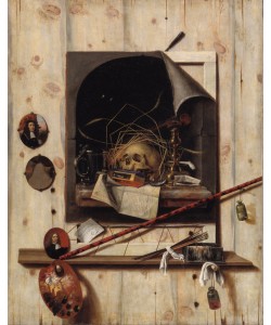 Cornelis Norbertus Gysbrechts, Trompe l’oeil with Studio Wall and Vanitas Still Life