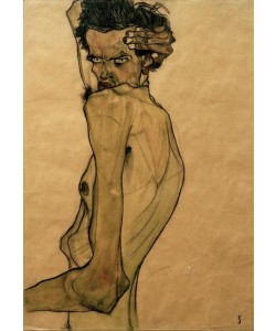 Egon Schiele, Selbstbildnis mit Arm über Kopf gezogen