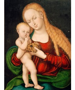 Lucas Cranach der Ältere, Madonna mit Kind, das von der Weintraube nascht