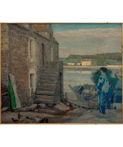 Maximilian Kurzweil, Uferlandschaft mit Häusern