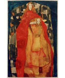 Egon Schiele, Mutter mit Kind in rotem Mantel
