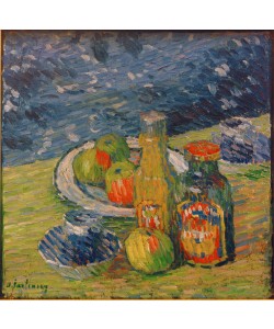 Alexej von Jawlensky, Stillleben mit Flaschen, Obstschale und Tasse 