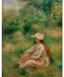 Pierre-Auguste Renoir, Jeune fille en rose dans un paysage