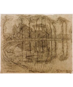 Piet Mondrian, Bauernhaus mit Bäumen am Wasser