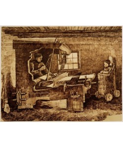 Vincent van Gogh, Weber mit einem Kleinkind in einem Hochsessel