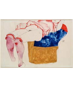 Egon Schiele, Liegendes Mädchen mit violetten Struempfen