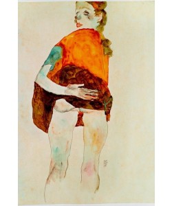 Egon Schiele, Stehendes Mädchen mit gehobenem Rock