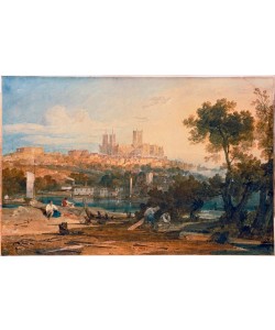 JOSEPH MALLORD WILLIAM TURNER, Lincoln Cathedral from the Holmes, Brayford