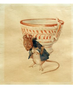 Beatrix Potter, Herr Maus verneigt sich vor einer Teetasse 