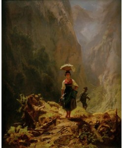 Carl Spitzweg, Dirndl und Jäger im Gebirge