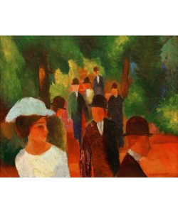 August Macke, Promenade (mit weißem Mädchen in Halbfigur)