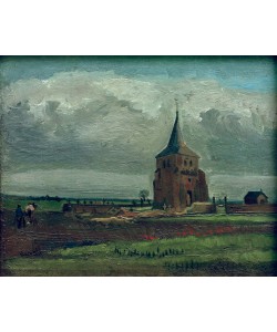 Vincent van Gogh, Der alte Friedhofsturm in Nuenen mit pflügendem Bauer