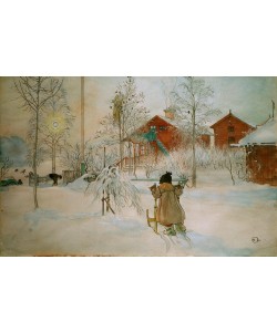 Carl Larsson, Front Yard and the Wash House.